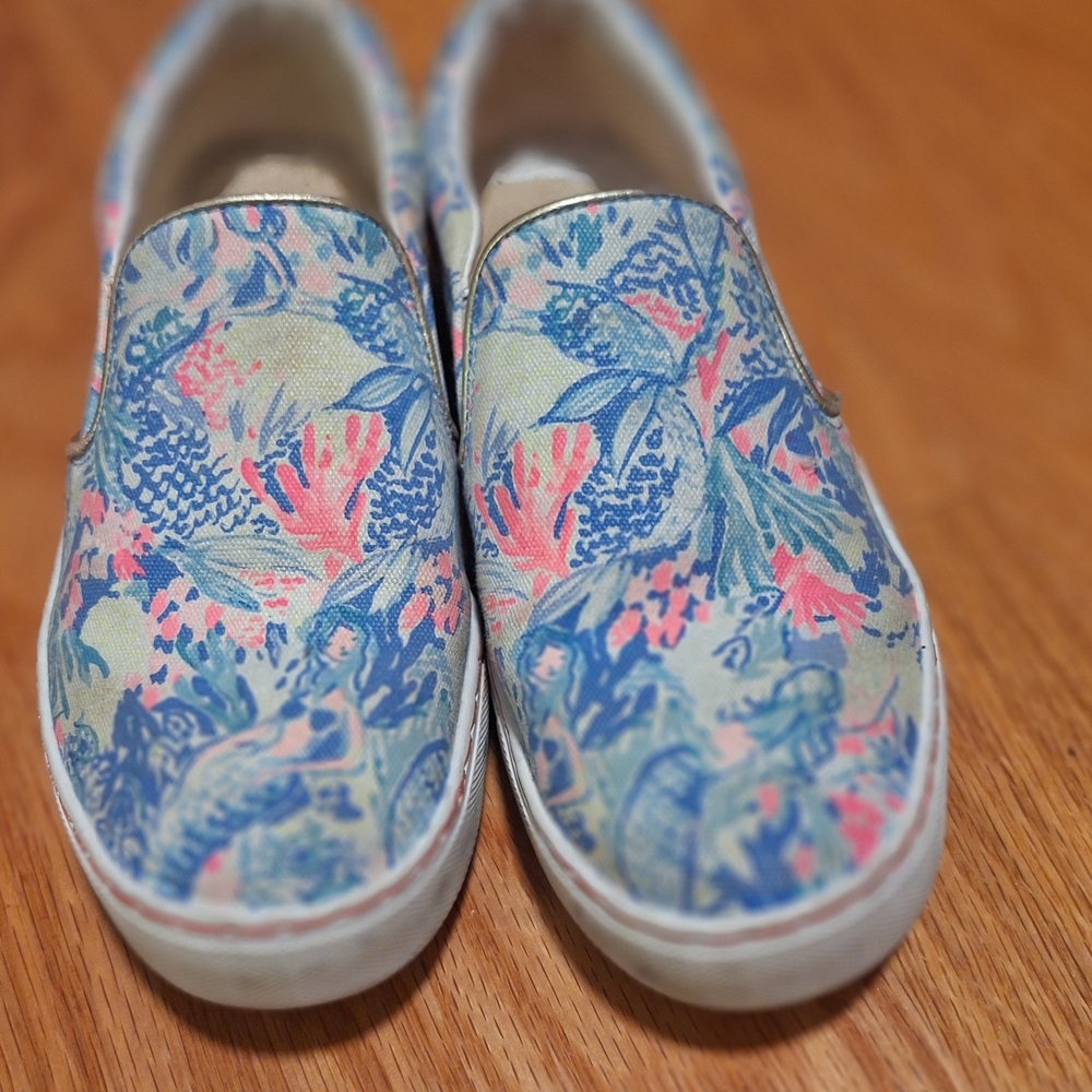 Lilly Pulitzer Pink and Blue Floral Slip-On Sneakers